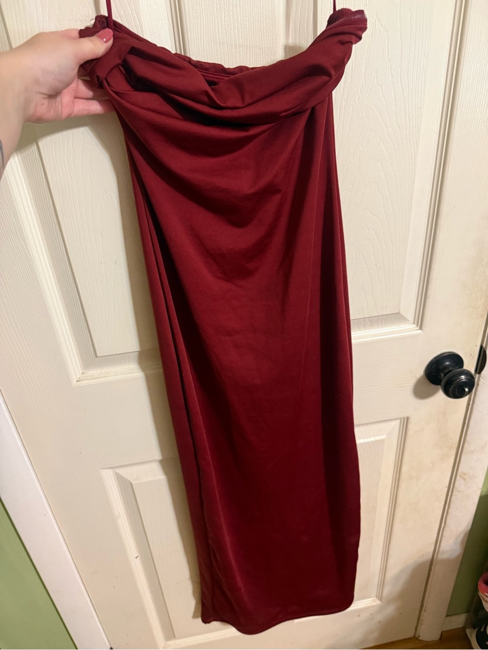 Missguided + Wine Strapless Maxi dress